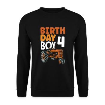 4e anniversaire tracteur 4 ans chemise d’anniversaire - Sweat-shirt Unisexe - noir - Devant - Alina (178cm) & Michal (187cm)