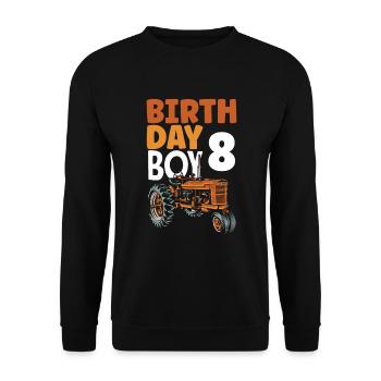 8e anniversaire tracteur 8 ans chemise d’anniversaire - Sweat-shirt Unisexe - noir - Devant - Alina (178cm) & Michal (187cm)