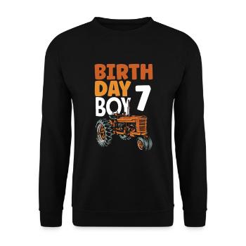 7e anniversaire tracteur 7 ans chemise d’anniversaire - Sweat-shirt Unisexe - noir - Devant - Alina (178cm) & Michal (187cm)