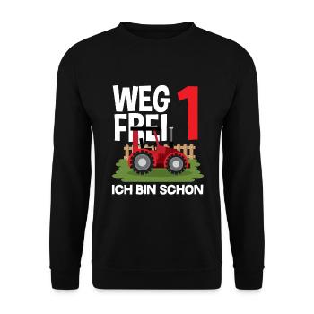 1er anniversaire tracteur 1 an chemise d’anniversaire - Sweat-shirt Unisexe - noir - Devant - Alina (178cm) & Michal (187cm)
