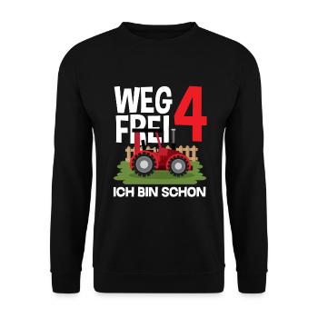 4e anniversaire tracteur 4 ans chemise d’anniversaire - Sweat-shirt Unisexe - noir - Devant - Alina (178cm) & Michal (187cm)