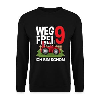 9e anniversaire tracteur 9 ans chemise d’anniversaire - Sweat-shirt Unisexe - noir - Devant - Alina (178cm) & Michal (187cm)