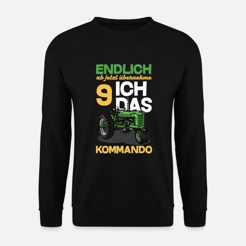 9. Geburtstag Traktor 9 Jahre Geburtstagsshirt - Unisex Pullover - Schwarz
