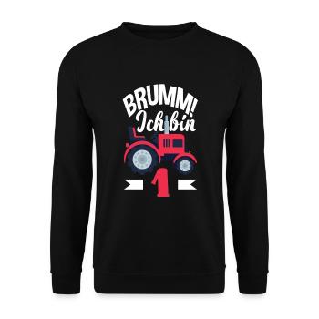 1. Geburtstag Traktor 1 Jahr Geburtstagsshirt - Unisex Pullover - Schwarz - Vorne - Alina (178cm) & Michal (187cm)