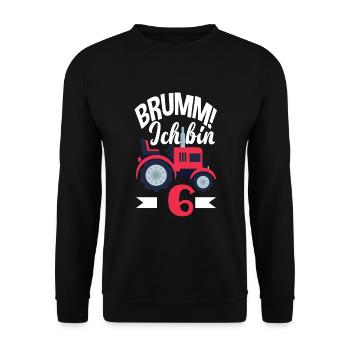 6. Geburtstag Traktor 6 Jahre Geburtstagsshirt - Unisex Pullover - Schwarz - Vorne - Alina (178cm) & Michal (187cm)
