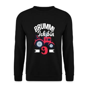 9. Geburtstag Traktor 9 Jahre Geburtstagsshirt - Unisex Pullover - Schwarz - Vorne - Alina (178cm) & Michal (187cm)