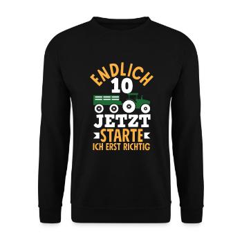 10e anniversaire tracteur 10 ans anniversaire chemise - Sweat-shirt Unisexe - noir - Devant - Alina (178cm) & Michal (187cm)