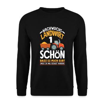 1. Geburtstag Traktor Nachwuchs Landwirt 1 Jahr - Unisex Pullover - Schwarz - Vorne - Alina (178cm) & Michal (187cm)
