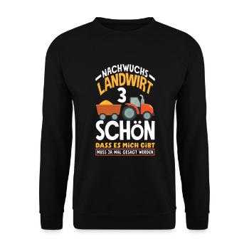 3. Geburtstag Traktor Nachwuchs Landwirt 3 Jahre - Unisex Pullover - Schwarz - Vorne - Alina (178cm) & Michal (187cm)
