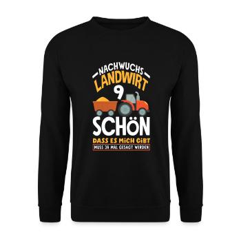 9. Geburtstag Traktor Nachwuchs Landwirt 9 Jahre - Unisex Pullover - Schwarz - Vorne - Alina (178cm) & Michal (187cm)