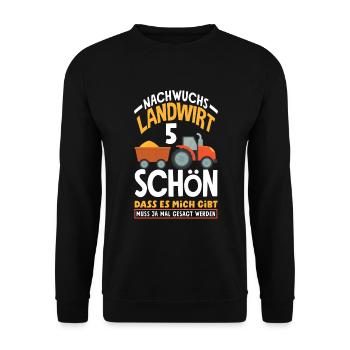 5. Geburtstag Traktor Nachwuchs Landwirt 5 Jahre - Unisex Pullover - Schwarz - Vorne - Alina (178cm) & Michal (187cm)