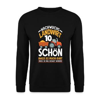 10. Geburtstag Traktor Nachwuchs Landwirt 10 Jahre - Unisex Pullover - Schwarz - Vorne - Alina (178cm) & Michal (187cm)