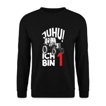 1. Geburtstag Traktor 1 Jahr Geburtstagsshirt - Unisex Pullover - Schwarz - Vorne - Alina (178cm) & Michal (187cm)