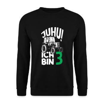 3. Geburtstag Traktor 3 Jahre Geburtstagsshirt - Unisex Pullover - Schwarz - Vorne - Alina (178cm) & Michal (187cm)