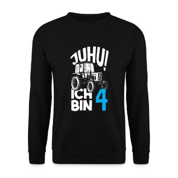 4. Geburtstag Traktor 4 Jahre Geburtstagsshirt - Unisex Pullover - Schwarz - Vorne - Alina (178cm) & Michal (187cm)
