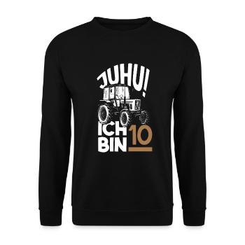 10. Geburtstag Traktor 10 Jahre Geburtstagsshirt - Unisex Pullover - Schwarz - Vorne - Alina (178cm) & Michal (187cm)