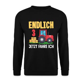 3. Geburtstag Traktor 3 Jahre Geburtstagsshirt - Unisex Pullover - Schwarz - Vorne - Alina (178cm) & Michal (187cm)