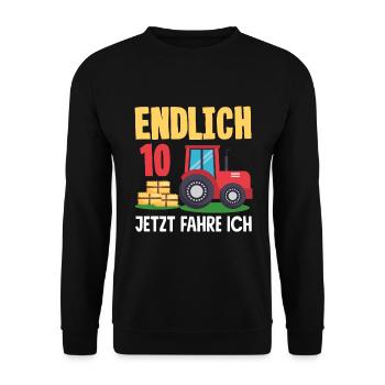 10e anniversaire tracteur 10 ans anniversaire chemise - Sweat-shirt Unisexe - noir - Devant - Alina (178cm) & Michal (187cm)
