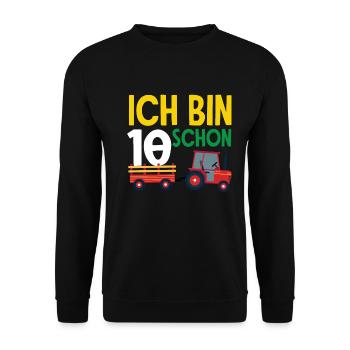 10e anniversaire tracteur 10 ans anniversaire chemise - Sweat-shirt Unisexe - noir - Devant - Alina (178cm) & Michal (187cm)