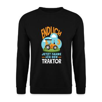 3. Geburtstag Traktor 3 Jahre Geburtstagsshirt - Unisex Pullover - Schwarz - Vorne - Alina (178cm) & Michal (187cm)