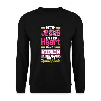 Violin Violin Violinist Violin Player - Unisex Sweatshirt - black - Front - Alina (178cm) & Michal (187cm)