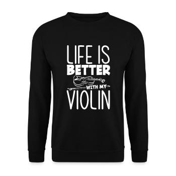 Geige Violine Geigenspieler Violinenspieler - Unisex Pullover - Schwarz - Vorne - Alina (178cm) & Michal (187cm)