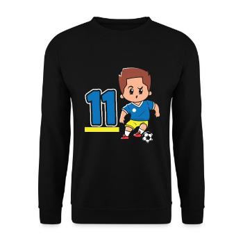 11. Geburtstag 11 Jahre Fußball Fußballspieler - Unisex Pullover - Schwarz - Vorne - Alina (178cm) & Michal (187cm)