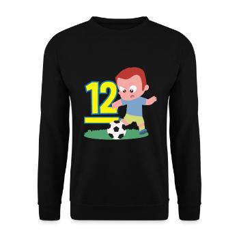 12th Birthday 12 Years Soccer Soccer Player - Unisex Sweatshirt - black - Front - Alina (178cm) & Michal (187cm)