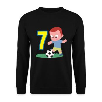 7th Birthday 7 Years Soccer Soccer Player - Unisex Sweatshirt - black - Front - Alina (178cm) & Michal (187cm)