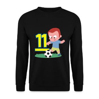 11. Geburtstag 11 Jahre Fußball Fußballspieler - Unisex Pullover - Schwarz - Vorne - Alina (178cm) & Michal (187cm)