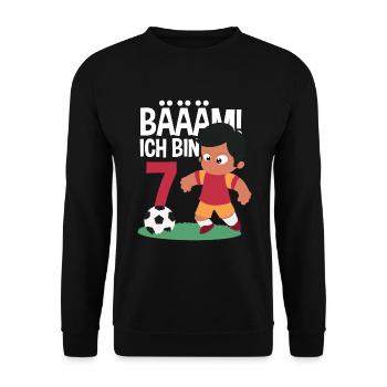 7th Birthday 7 Years Soccer Soccer Player - Unisex Sweatshirt - black - Front - Alina (178cm) & Michal (187cm)