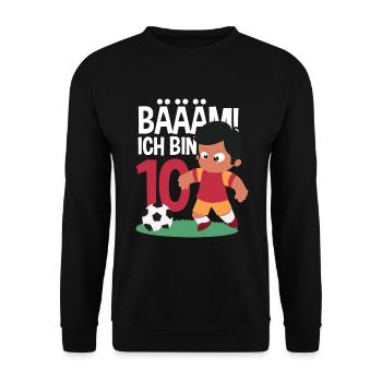 10e anniversaire 10 ans Football Joueur de football - Sweat-shirt Unisexe - noir - Devant - Alina (178cm) & Michal (187cm)