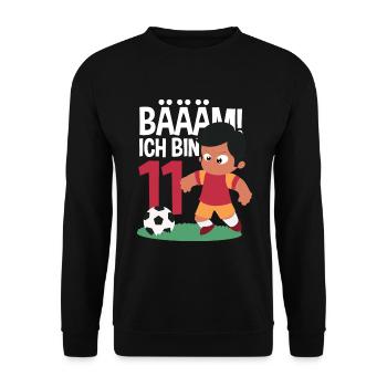 11. Geburtstag 11 Jahre Fußball Fußballspieler - Unisex Pullover - Schwarz - Vorne - Alina (178cm) & Michal (187cm)