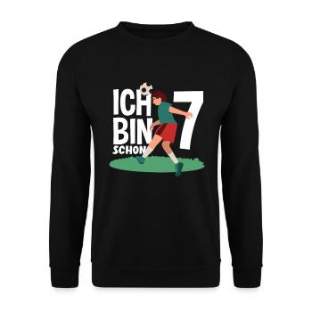 7th Birthday 7 Years Soccer Soccer Player - Unisex Sweatshirt - black - Front - Alina (178cm) & Michal (187cm)