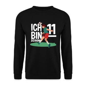 11. Geburtstag 11 Jahre Fußball Fußballspieler - Unisex Pullover - Schwarz - Vorne - Alina (178cm) & Michal (187cm)