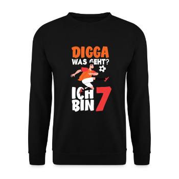 7th Birthday 7 Years Soccer Soccer Player - Unisex Sweatshirt - black - Front - Alina (178cm) & Michal (187cm)