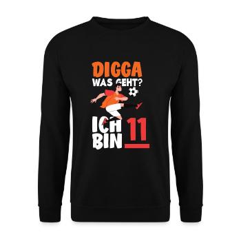 11. Geburtstag 11 Jahre Fußball Fußballspieler - Unisex Pullover - Schwarz - Vorne - Alina (178cm) & Michal (187cm)