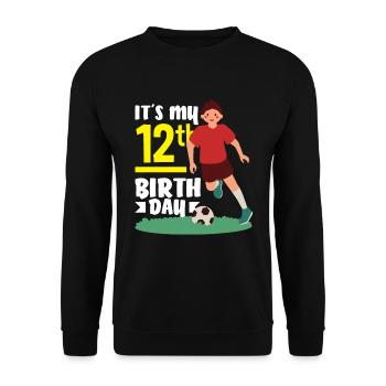 12th Birthday 12 Years Soccer Soccer Player - Unisex Sweatshirt - black - Front - Alina (178cm) & Michal (187cm)