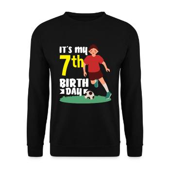 7th Birthday 7 Years Soccer Soccer Player - Unisex Sweatshirt - black - Front - Alina (178cm) & Michal (187cm)