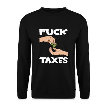 Steuerzahler Finanzamt Steuer zahlen - Unisex Pullover - Schwarz - Vorne - Alina (178cm) & Michal (187cm)