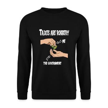 Steuerzahler Finanzamt Steuer zahlen - Unisex Pullover - Schwarz - Vorne - Alina (178cm) & Michal (187cm)