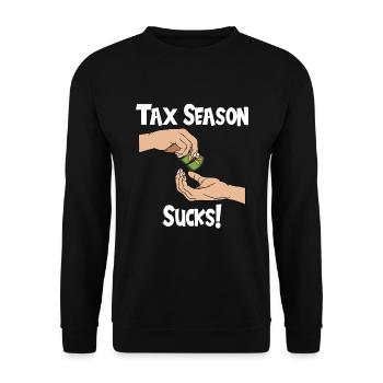 Steuerzahler Finanzamt Steuer zahlen - Unisex Pullover - Schwarz - Vorne - Alina (178cm) & Michal (187cm)