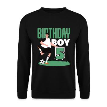 5. Geburtstag 5 Jahre Fußball Fußballspieler - Unisex Pullover - Schwarz - Vorne - Alina (178cm) & Michal (187cm)