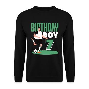 7th Birthday 7 Years Soccer Soccer Player - Unisex Sweatshirt - black - Front - Alina (178cm) & Michal (187cm)