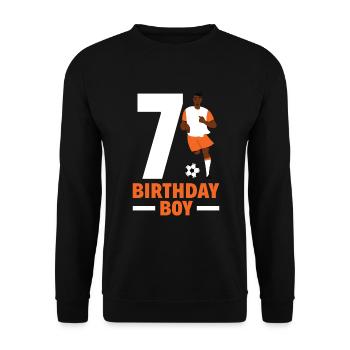 7th Birthday 7 Years Soccer Soccer Player - Unisex Sweatshirt - black - Front - Alina (178cm) & Michal (187cm)