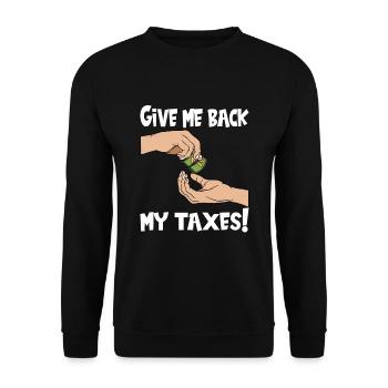 Steuerzahler Finanzamt Steuer zahlen - Unisex Pullover - Schwarz - Vorne - Alina (178cm) & Michal (187cm)