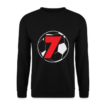 7. Geburtstag 7 Jahre Fußball Fußballspieler - Unisex Pullover - Schwarz - Vorne - Alina (178cm) & Michal (187cm)