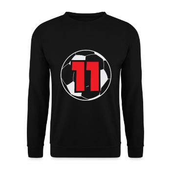 11. Geburtstag 11 Jahre Fußball Fußballspieler - Unisex Pullover - Schwarz - Vorne - Alina (178cm) & Michal (187cm)