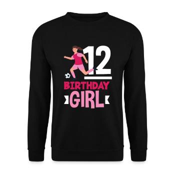 12th Birthday 12 Years Soccer Soccer Player - Unisex Sweatshirt - black - Front - Alina (178cm) & Michal (187cm)