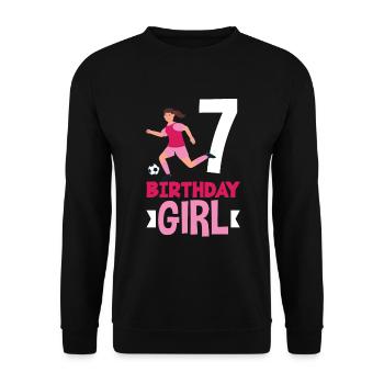 7th Birthday 7 Years Soccer Soccer Player - Unisex Sweatshirt - black - Front - Alina (178cm) & Michal (187cm)